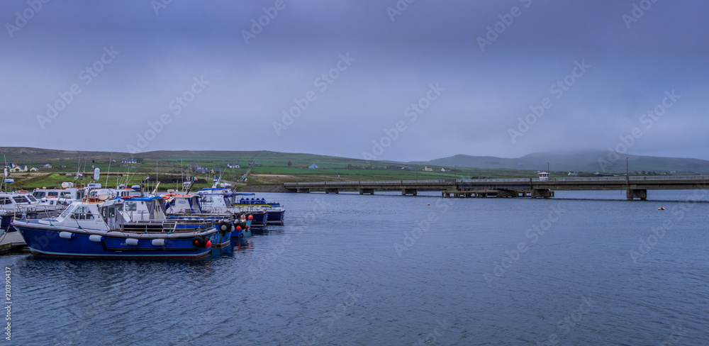 Boats at Portmagee harbor in Ireland