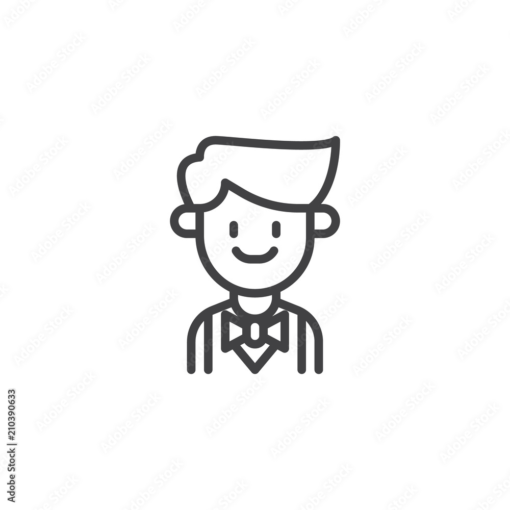 Waiter man outline icon. linear style sign for mobile concept and web design. Restaurant worker simple line vector icon. Symbol, logo illustration. Pixel perfect vector graphics Waiter man outline icon. linear style sign for mobile concept and web design. Restaurant worker simple line vector icon. Symbol, logo illustration. Pixel perfect vector graphics
