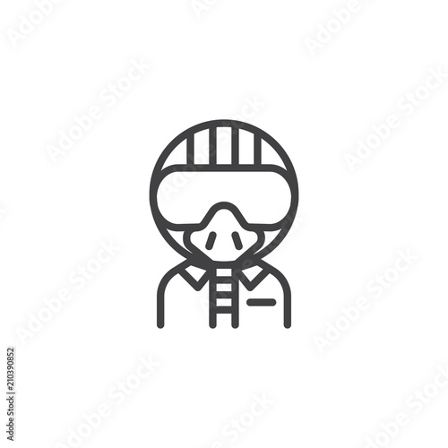 Military pilot outline icon. linear style sign for mobile concept and web design. Jet pilot, aviator simple line vector icon. Symbol, logo illustration. Pixel perfect vector graphics