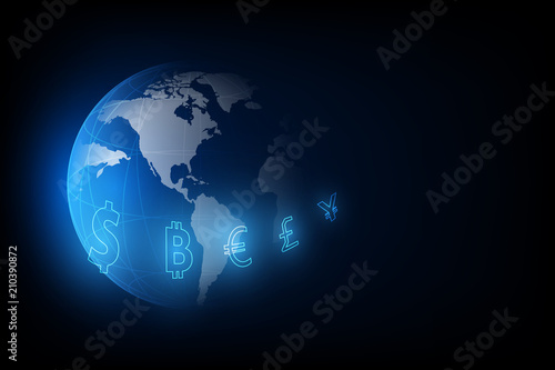 Money transfer. Global Currency. Stock Exchange. Stock vector illustration.
