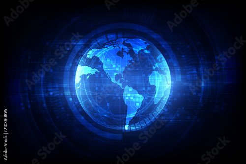 digital global simulation technology, satellite abstract background vector