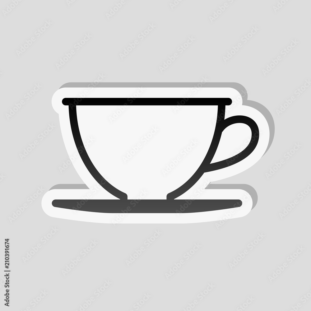 Simple cup of coffee or tea. Linear icon, thin outline. Sticker Simple cup of coffee or tea. Linear icon, thin outline. Sticker