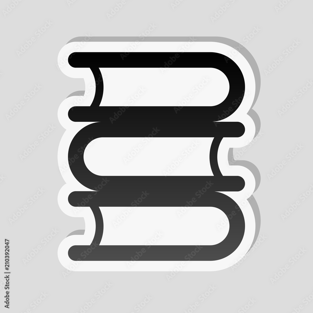 Library, few books. Sticker style with white border and simple s Library, few books. Sticker style with white border and simple s