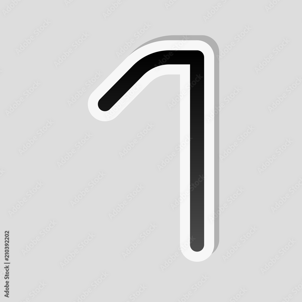 Number 1, numeral, one. Sticker style with white border and simp Number 1, numeral, one. Sticker style with white border and simp