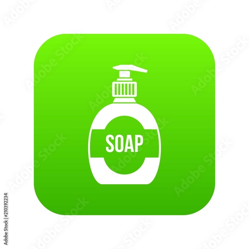 Bottle of liquid soap icon digital green for any design isolated on white vector illustration