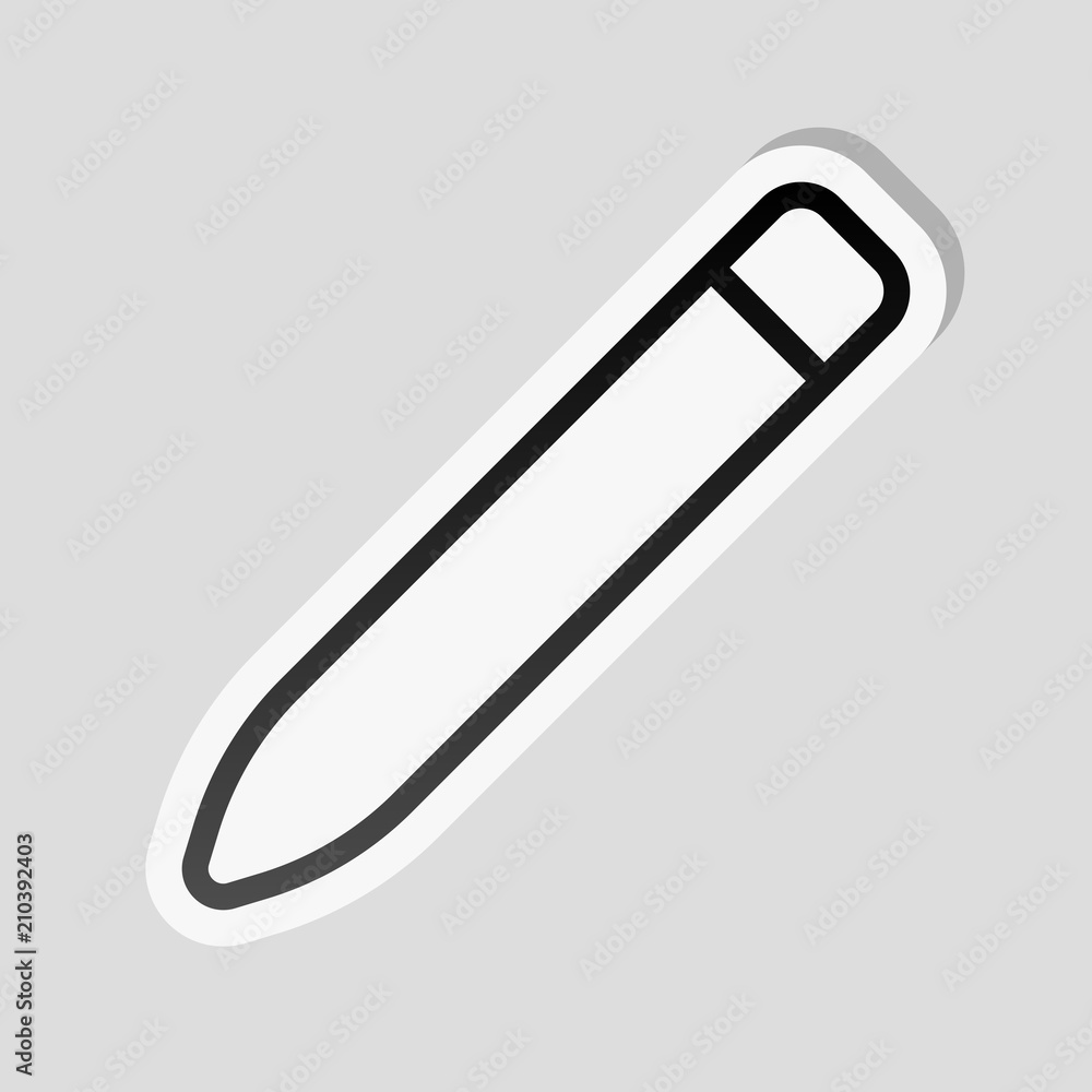 Simple pencil. Linear, thin outline. Sticker style with white bo Simple pencil. Linear, thin outline. Sticker style with white bo