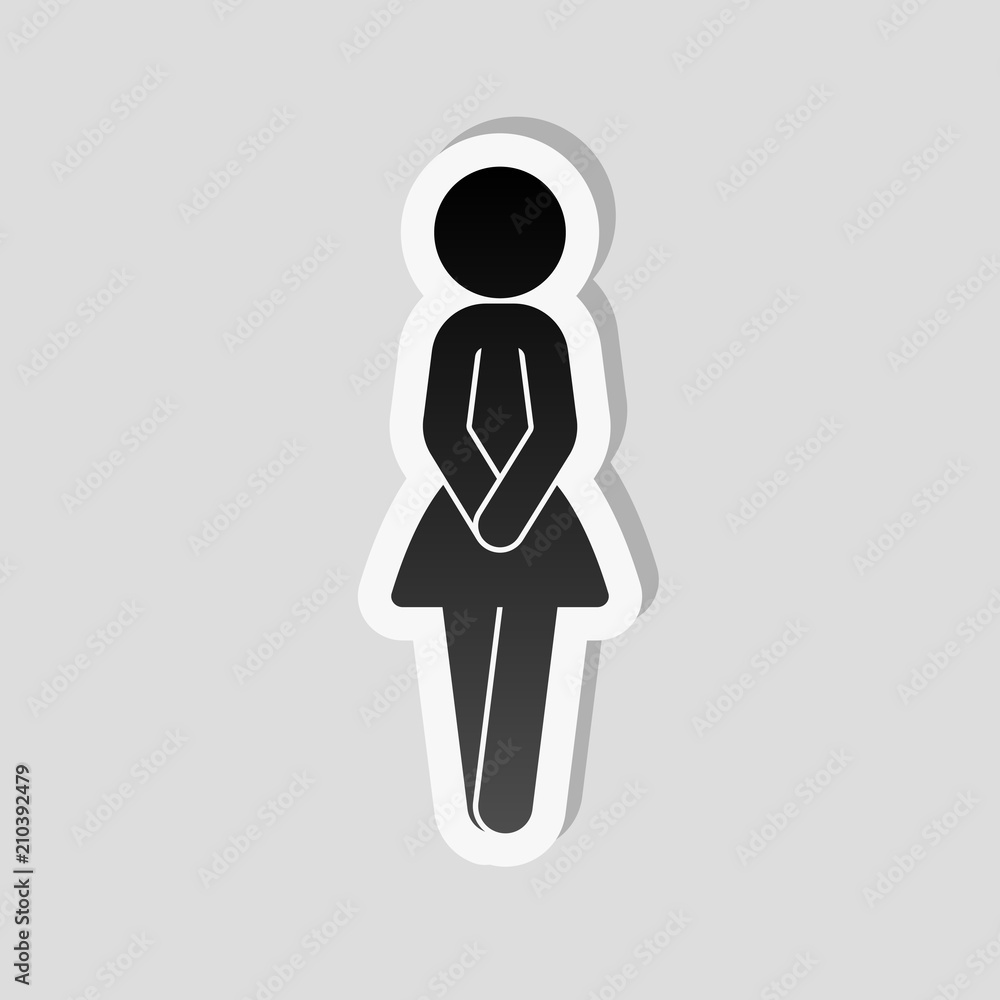 Obraz premium Female silhouette, woman icon. Sticker style with white border a