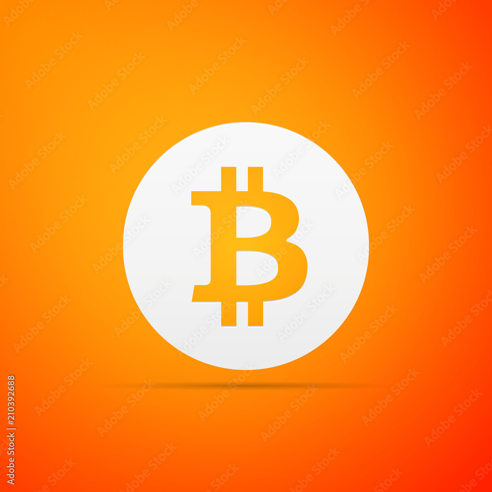 Cryptocurrency coin Bitcoin icon isolated on orange background. Bitcoin for internet money. Digital currency. Blockchain based secure crypto currency. Flat design. Vector Illustration Cryptocurrency coin Bitcoin icon isolated on orange background. Bitcoin for internet money. Digital currency. Blockchain based secure crypto currency. Flat design. Vector Illustration