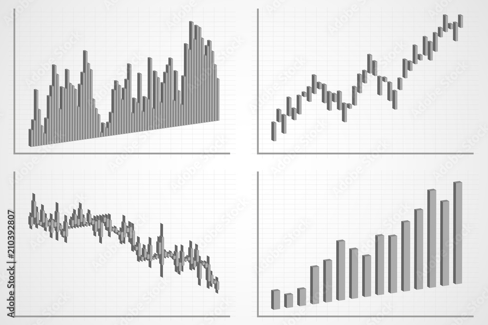 Graphs and charts set. Statistic and data, vector illustration