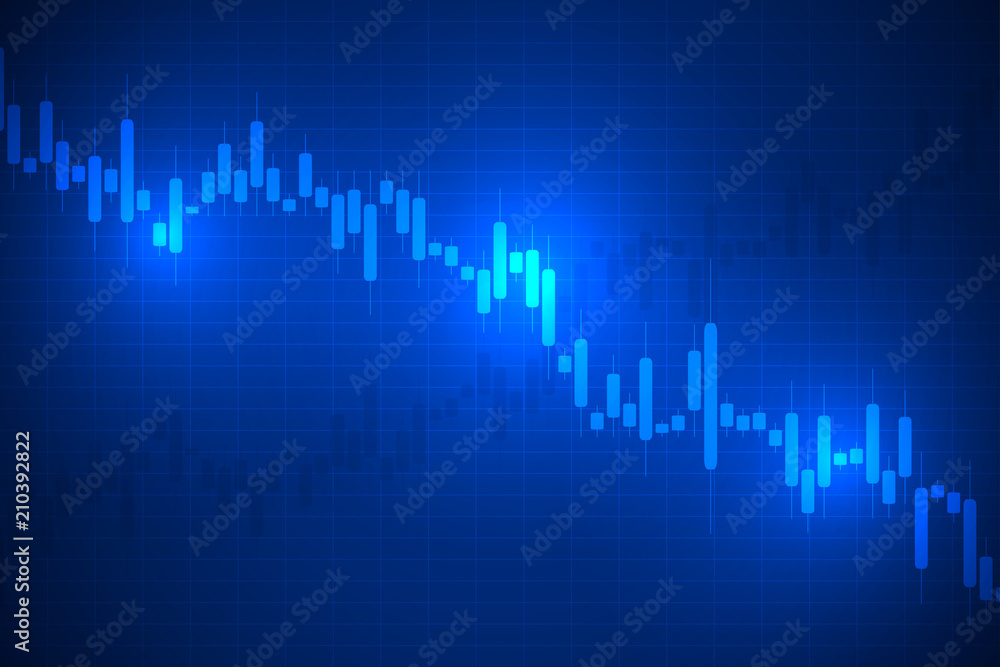 Business candle stick graph chart of stock market trading on blue background design.vector illustration.