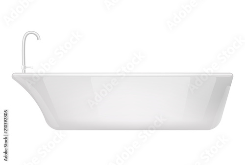 Bathtub shower mockup. Realistic illustration of bathtub shower vector mockup for web design isolated on white background