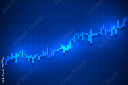 Business candle stick graph chart of stock market trading on blue background design.vector illustration.