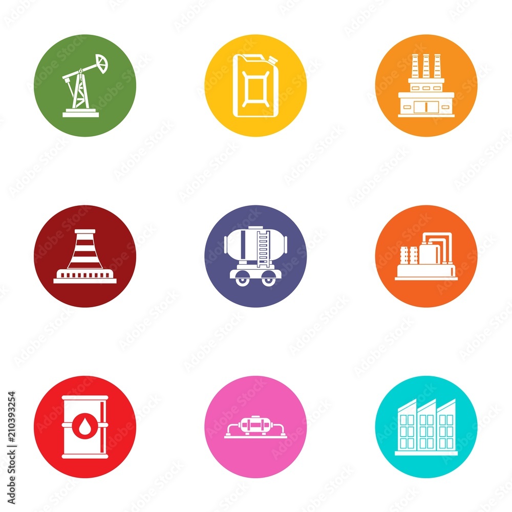 Oil reserve icons set. Flat set of 9 oil reserve vector icons for web isolated on white background Oil reserve icons set. Flat set of 9 oil reserve vector icons for web isolated on white background