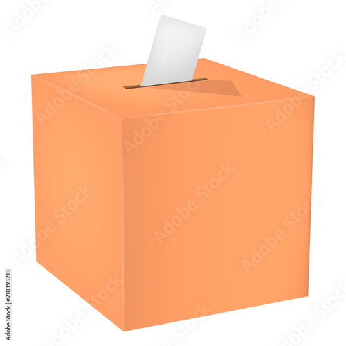 Wood election box mockup. Realistic illustration of wood election box vector mockup for web design isolated on white background