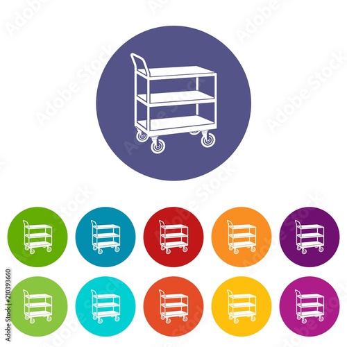 Kitchen trolley icons color set vector for any web design on white background