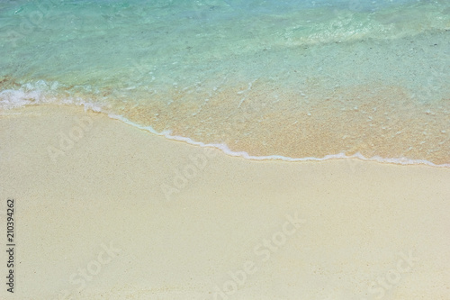 Blue ocean wave on sandy beach