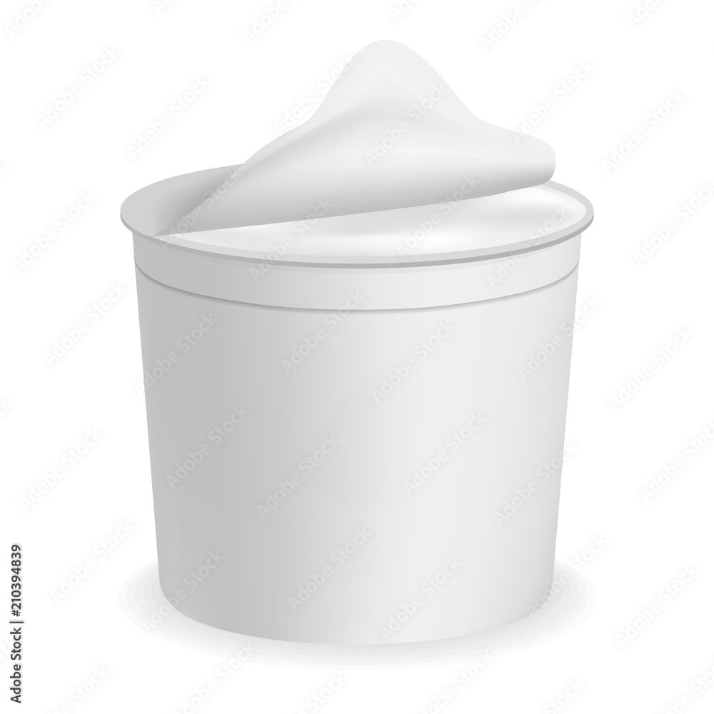 Yogurt box foil cover mockup. Realistic illustration of yogurt box foil cover vector mockup for web design isolated on white background Yogurt box foil cover mockup. Realistic illustration of yogurt box foil cover vector mockup for web design isolated on white background