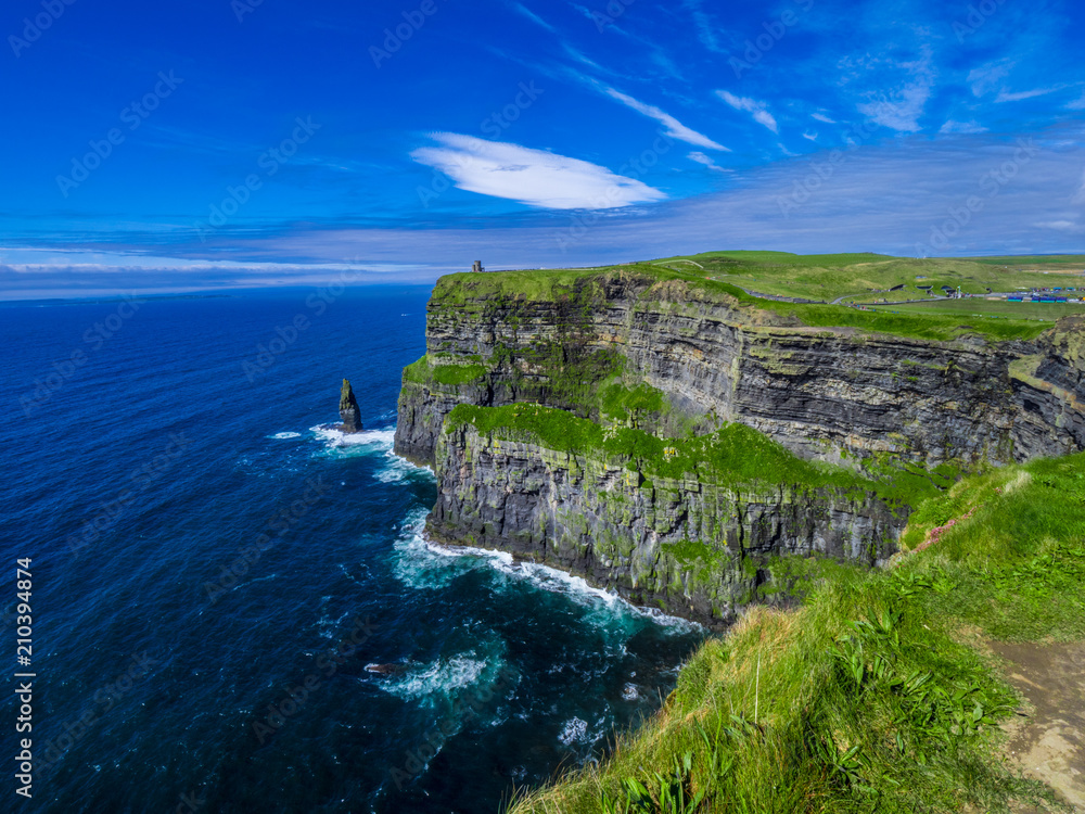 The Irish Cliffs of Moher under the deep blue sky