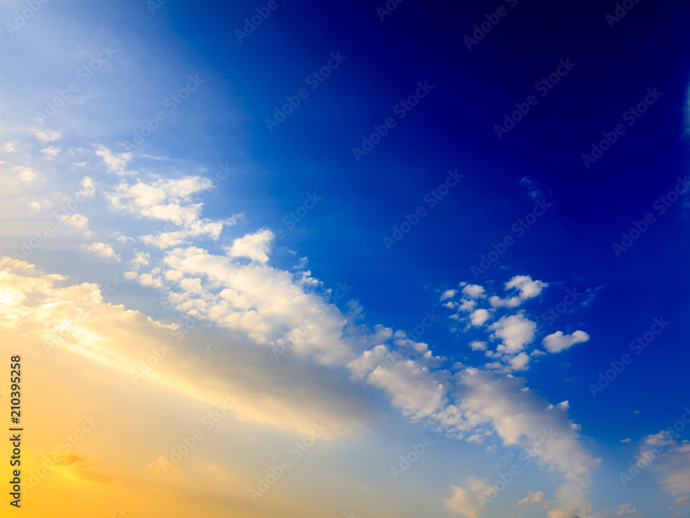 Clouds in the sky at sunset as background