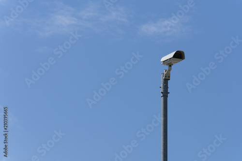 security camera with a nice blue sky