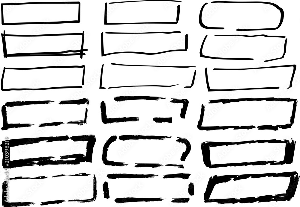 Obraz premium Black Hand-drawn rectangular frame set