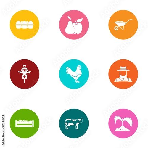 Private land icons set. Flat set of 9 private land vector icons for web isolated on white background