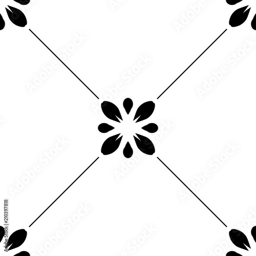 abstract floral seamless pattern with flowers, netting and leaves