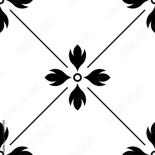 abstract floral seamless pattern with flowers, netting and leaves