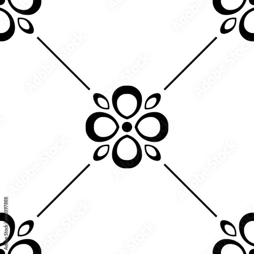 abstract floral seamless pattern with flowers, netting and leaves