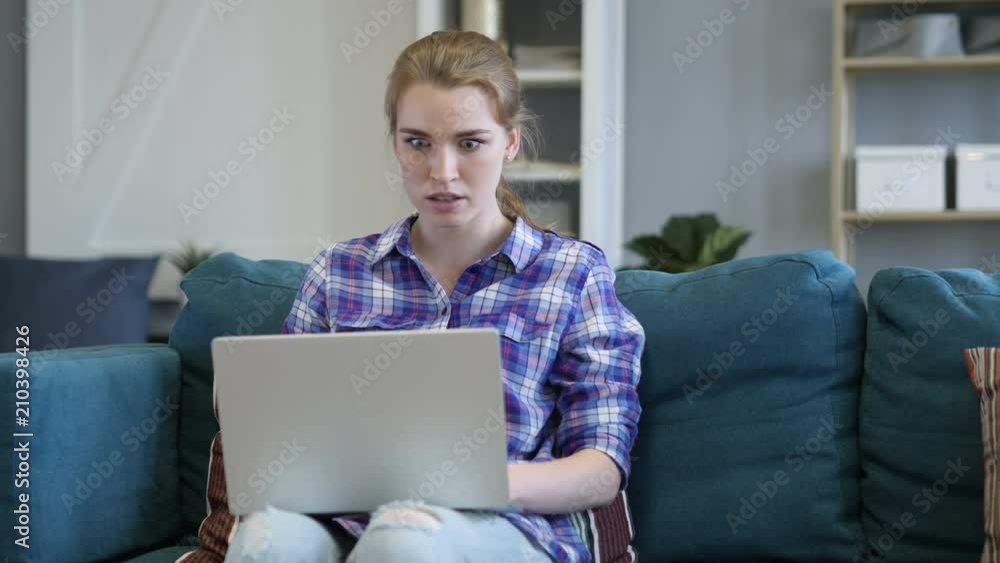 Loss, Frustrated Woman Working on Laptop Loss, Frustrated Woman Working on Laptop