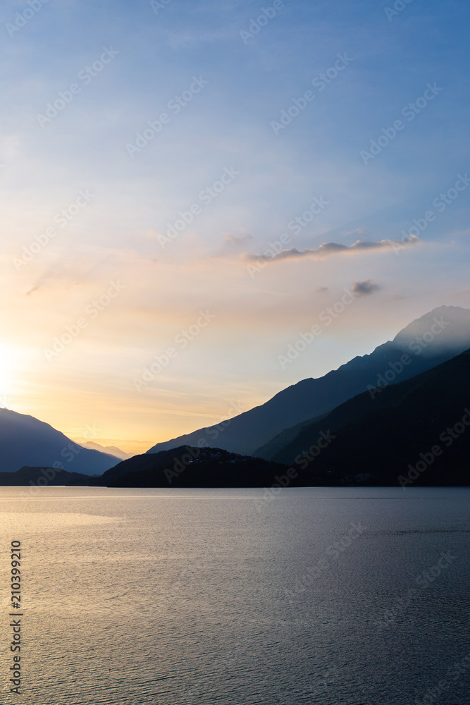 Sunrise on the Lake Como, North Italy
