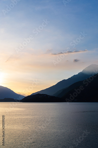 Sunrise on the Lake Como, North Italy