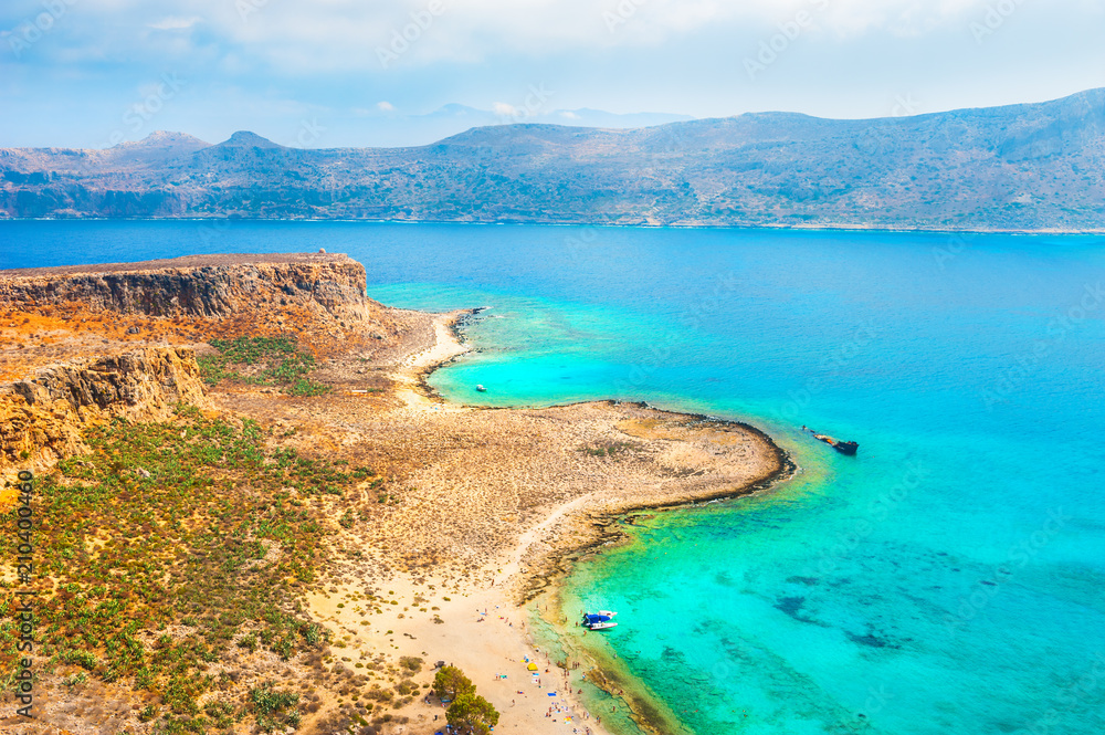 Beautiful sea coast of the Gramvousa island in Crete, Greece.