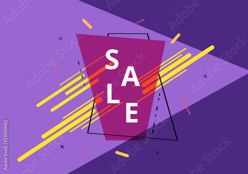 Sale banner with geometric abstract composition. Vector illustration.