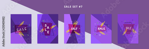 Sale banners with geometric abstract composition. Vector illustration.