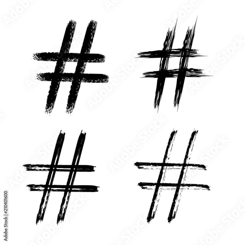 Set of Hashtag signs. Vector illustration.