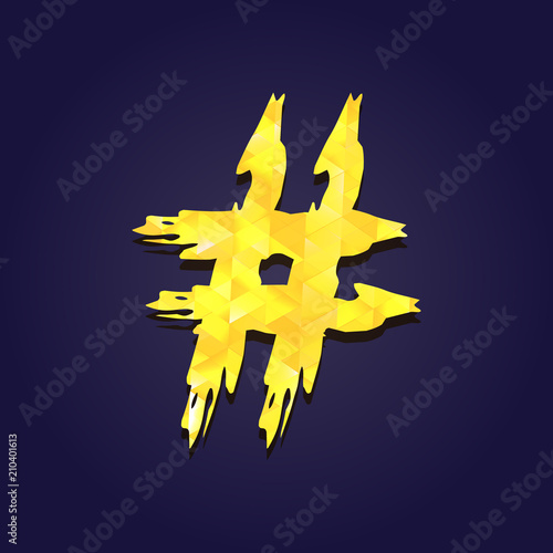 Hashtag sign with abstract composition. Vector illustration.