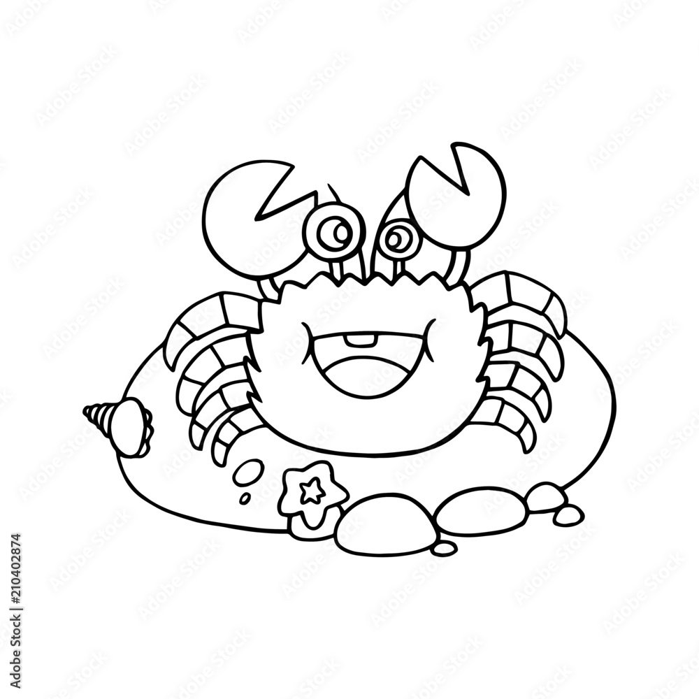 Crab cartoon illustration isolated on white background for children color book Crab cartoon illustration isolated on white background for children color book