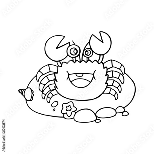 Crab cartoon illustration isolated on white background for children color book