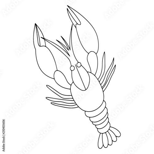 Lobster cartoon illustration isolated on white background for children color book