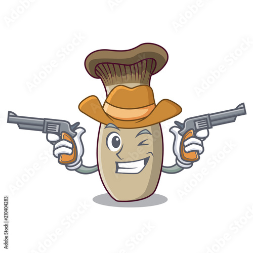 Cowboy king trumpet mushroom character cartoon