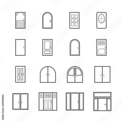 simple door icon set, basic element use for website and mobile