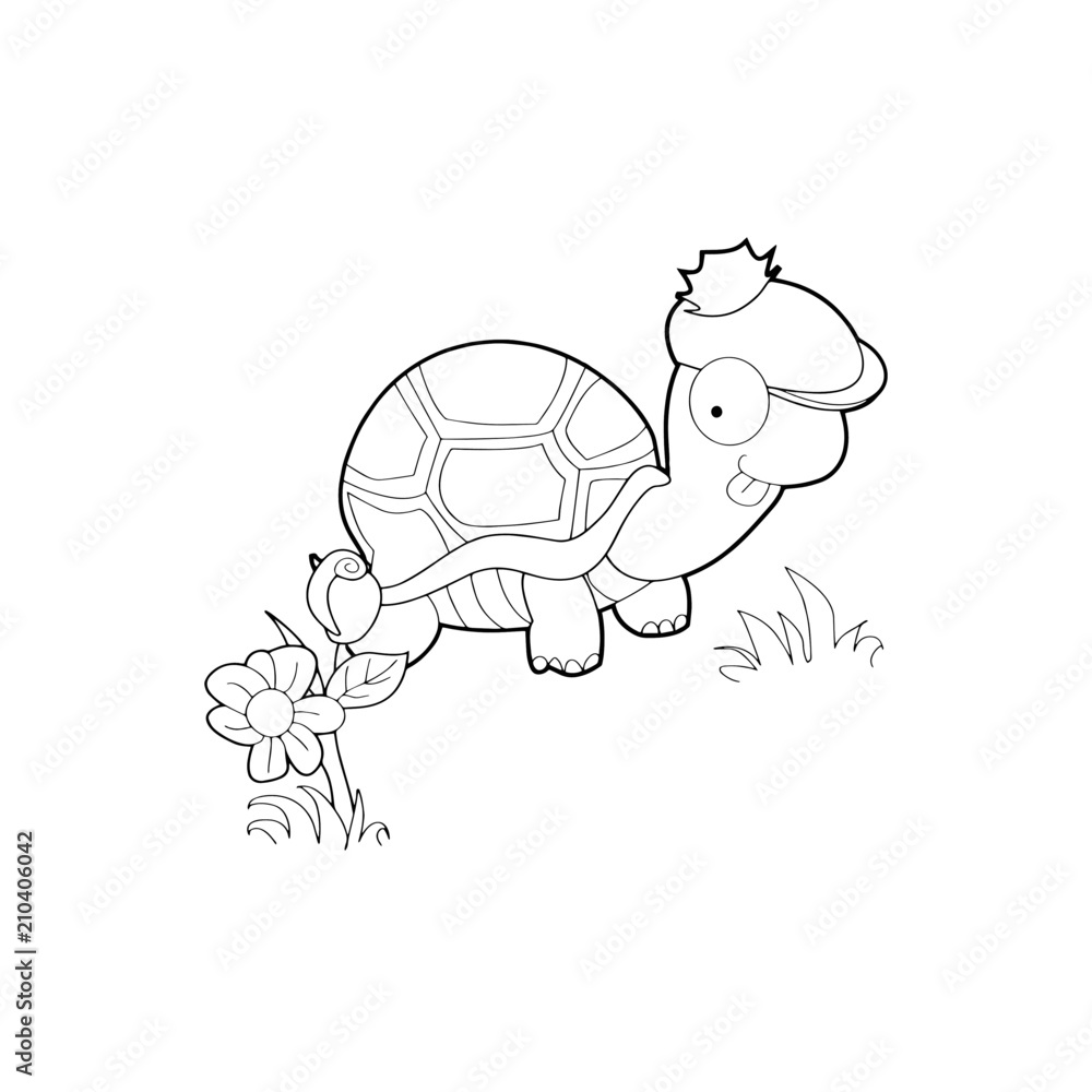 Turtle cartoon illustration isolated on white background for children color book Turtle cartoon illustration isolated on white background for children color book