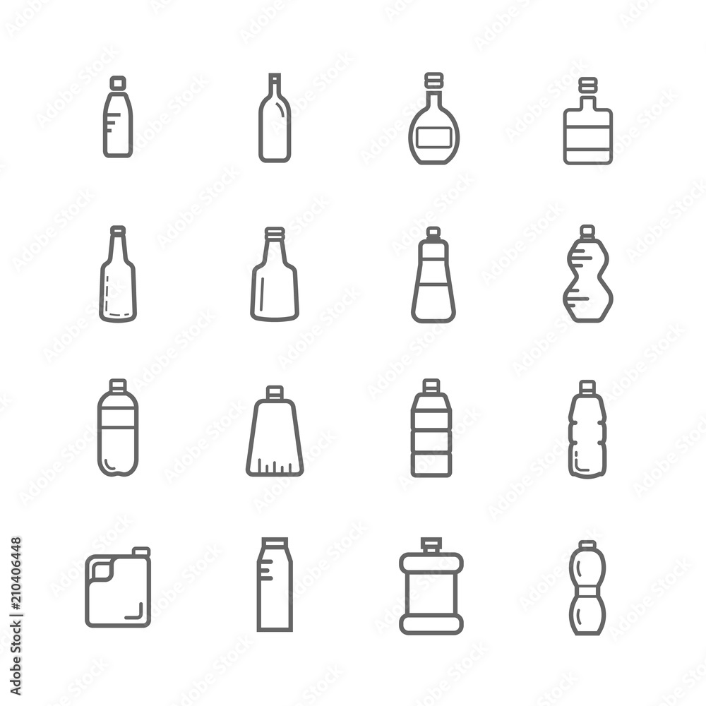 simple bottle icon set, outline icon use for website and mobile simple bottle icon set, outline icon use for website and mobile