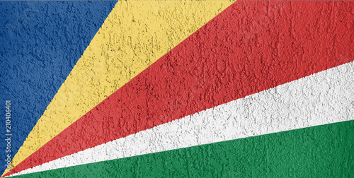 The texture of Seychelles flag on the wall of the plaster.