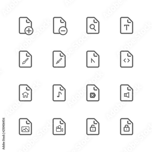 simple universal file icon set, basic outline use for website and mobile