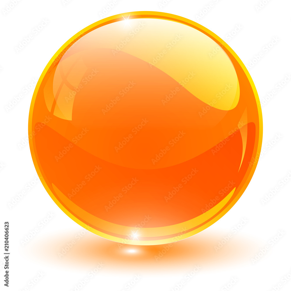 Glass sphere, orange vector ball.