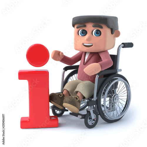 Vector 3d Boy in wheelchair has information