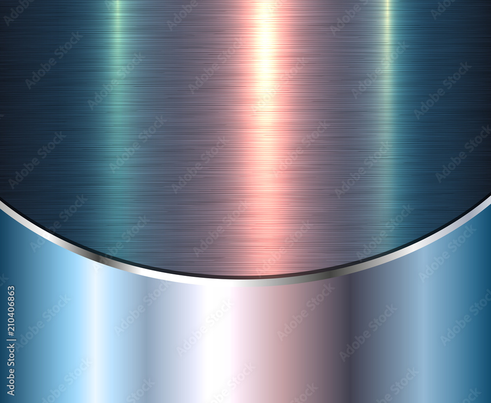 Background silver metallic with blue brushed metal shiny texture Stock
