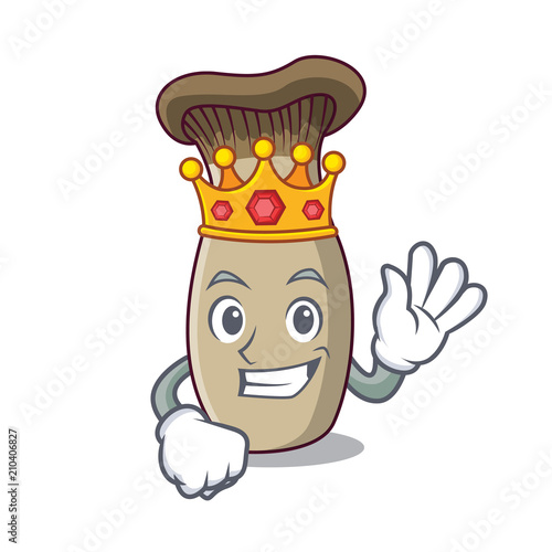 King king trumpet mushroom mascot cartoon